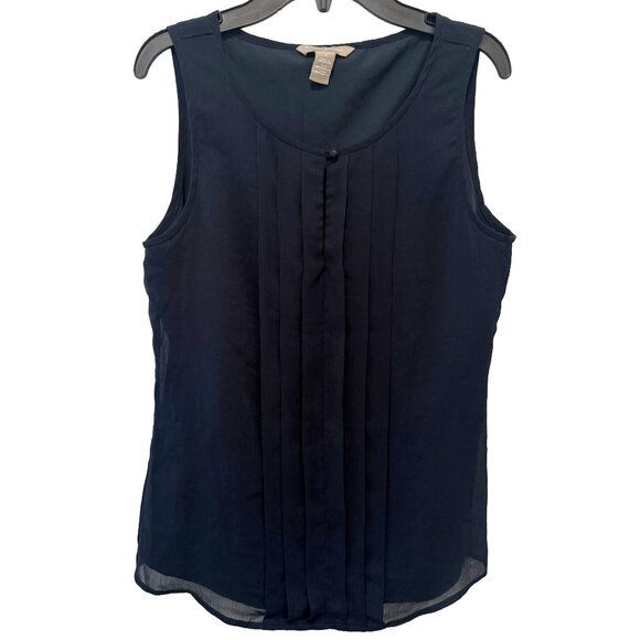 Banana Republic Tops - Banana‎ Republic Navy Pleated Sleeveless Blouse Size S